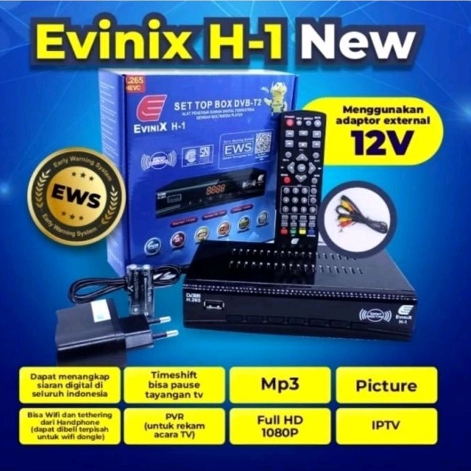 DIGITAL SET TOP BOX STB DVBT2 EVINIX H1 SUPER HD 8MB