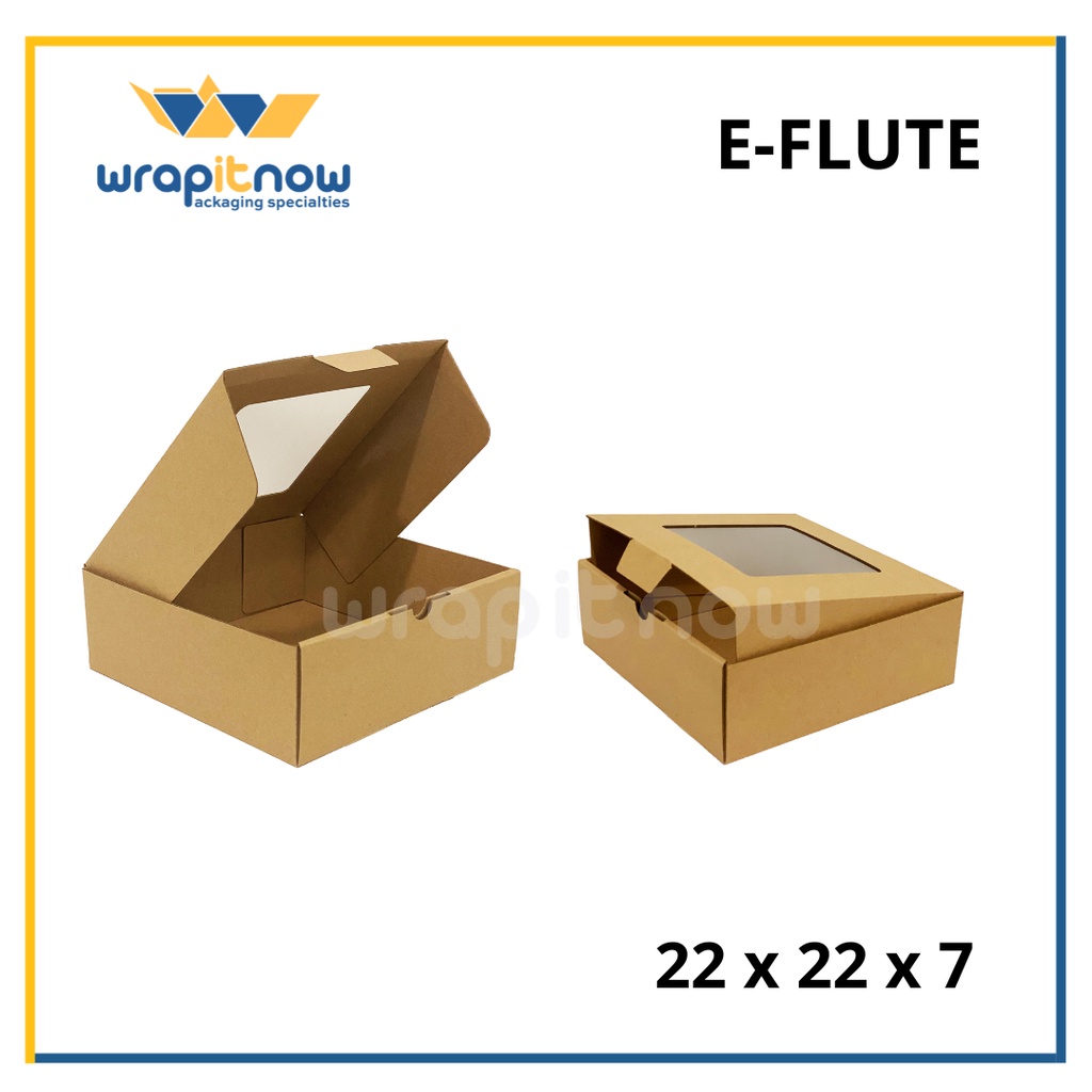 Jual Kardus Eflute Die Cut 22x22x7 Jendela// eflute dus nasi packing