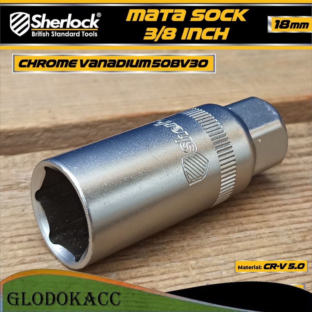 Mata Sock Kunci Busi 3/8 &quot; Drive x 18 mm Sherlock Spark Plug Socket