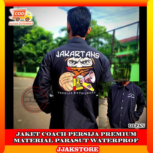 JACKET COACH PERSIJA PREMIUM HITAM WATERPROOF JAKARTANS FOOTBALL ETHUSIAST JACKET JAKMANIA CASUAL HO