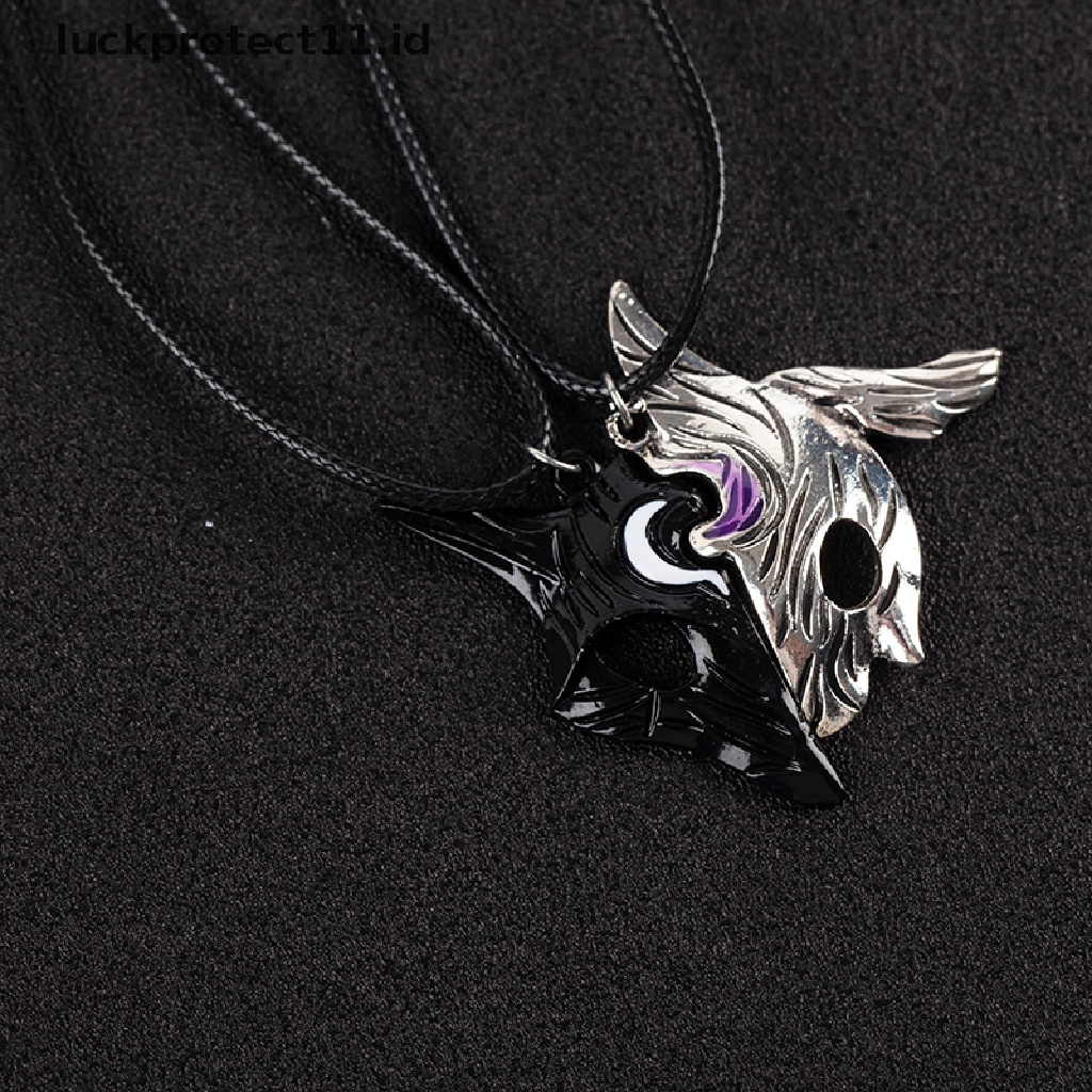 /Fashion Hot// Fashion Hot// 1pasang League Of Legends Gaya Domba Dan Serigala Liontin Kalung Misterius Splicing Liontin Perhiasan Asimetris Domba Serigala Liontin Pribadi Hewan Topeng Dua Warna N