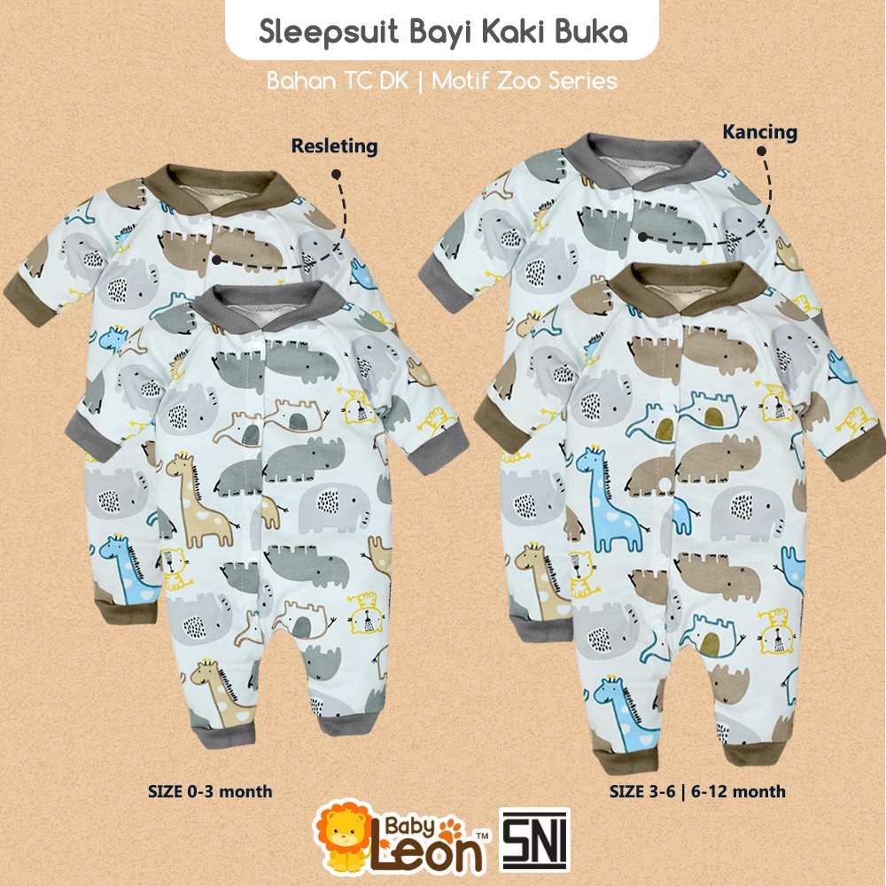 0-1 th 100% Katun Baju tidur Sleepsuit Piyama Anak Bayi Kaki Buka Kaki tutup BABY LEON 0 3 6 12 Bulan laki laki perempuan baru lahir Kado perlengkapan bayi baru lahir Jumsuit Jumper kodok kaos celana singlet lucu karakter anak Bayi DS-118 DS-119