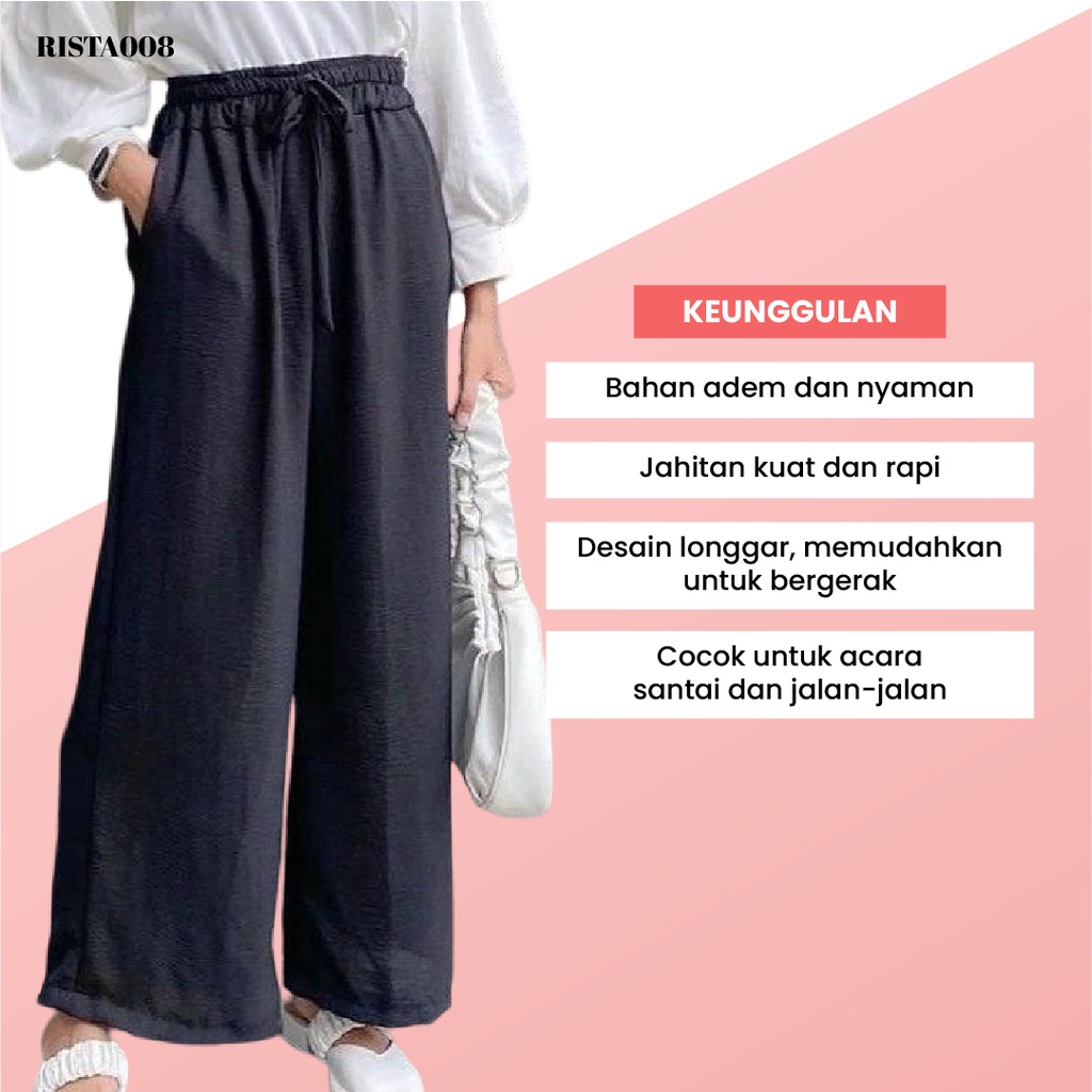 Cullotes Airflow Crinkle Celana Kulot Panjang Outfit Remaja Ootd Kekinian Terlaris Termurah