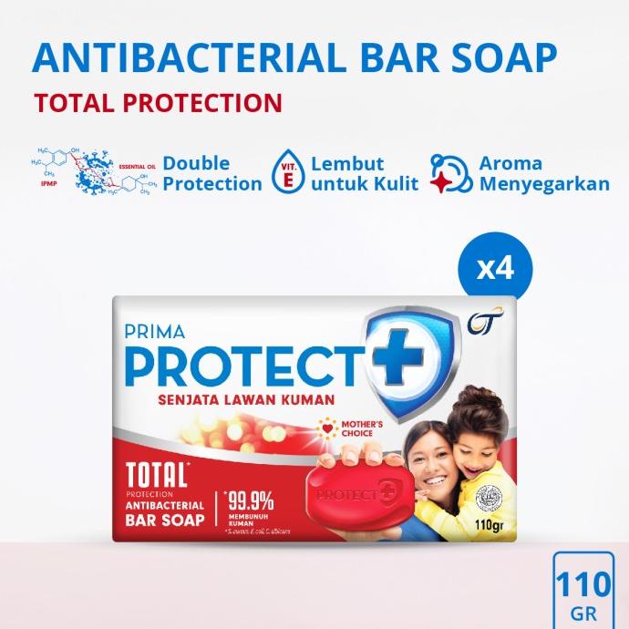PROMO SERU (BISA COD) PRIMA PROTECT+ Sabun Batang Antibakterial Total Protection 4 x 110GR TERLARIS 