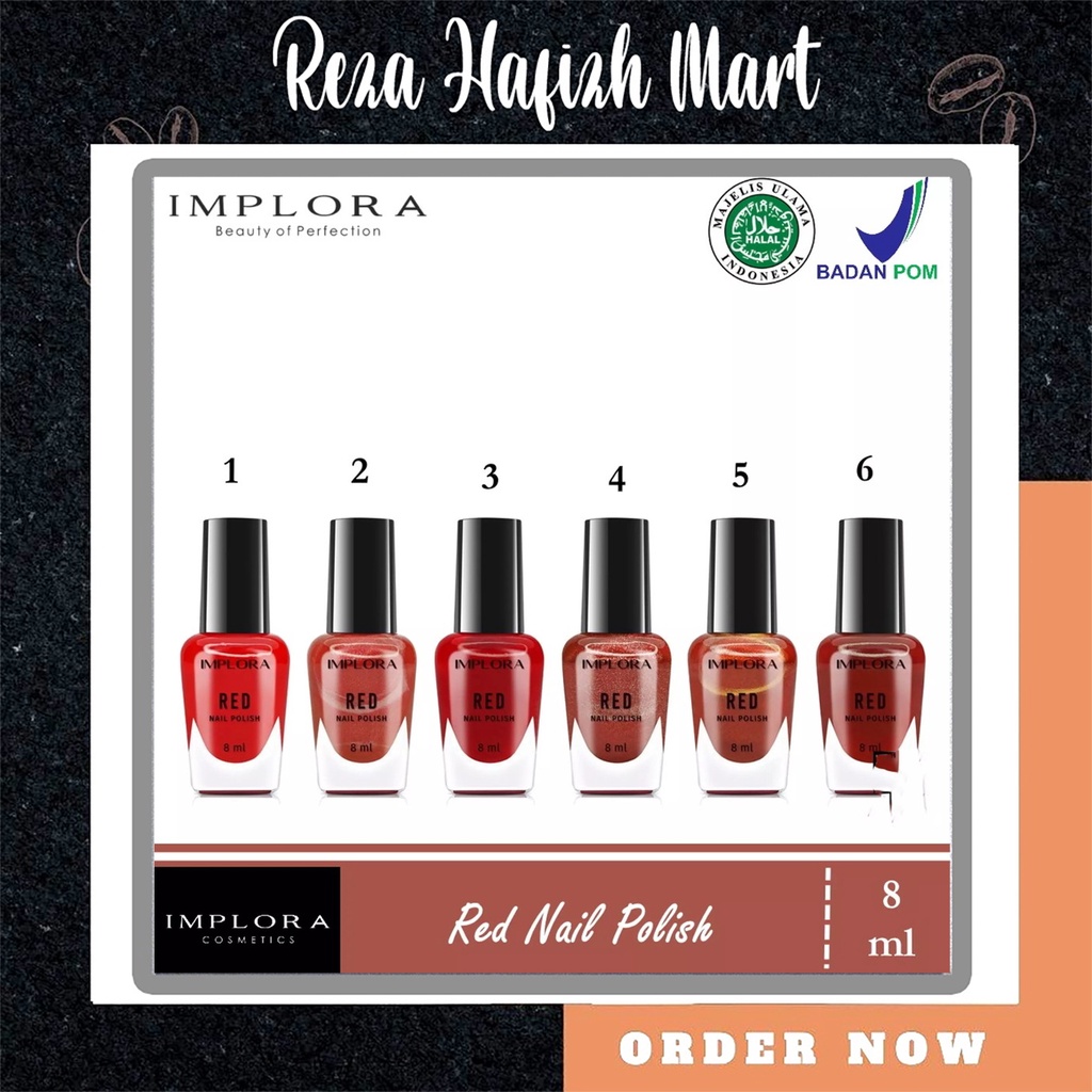 Kutek Merah Implora | Implora Red Nail Polish | Kutek Warna merah | Kutek Implora BPOM | Kutek BPOM