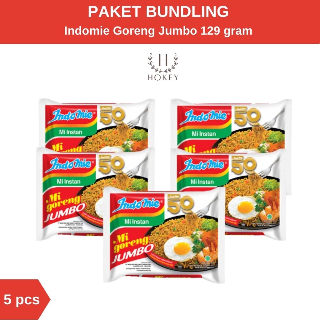 Indomie Goreng Jumbo 129 gr isi 5 bungkus