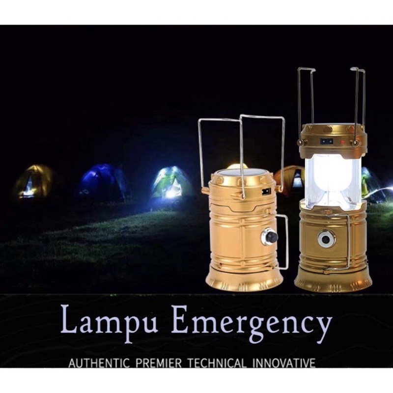 LAMPU EMERGENCY LED LENTERA TARIK CAMPING TENAGA SOLAR &amp; CHARGER