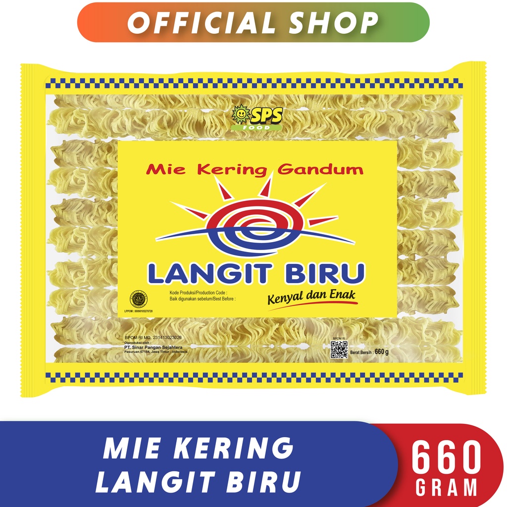 

Mie Kering Gandum Langit Biru 660 Gr (1 Pack)