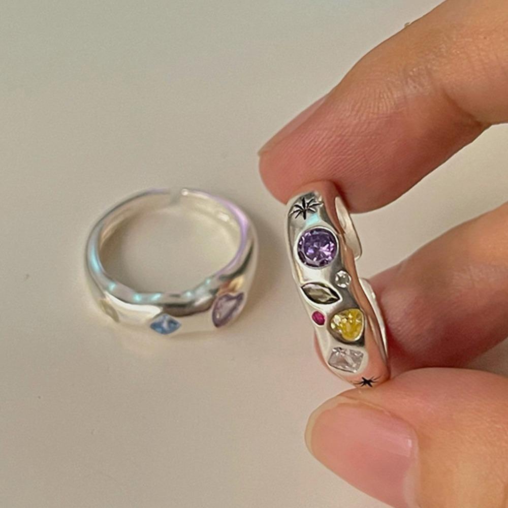 Agustin Wanita Geometris Cincin Pria Kepribadian Vintage Hadiah Hari Valentine Gaya Korea Perhiasan Gaya Jalanan Berlian Imitasi Rings