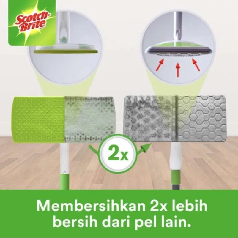 ALAT PEL TONGKAT SAPU PEMBERSIH KACA SCOTCH BRITE EASY SWEEPER + 5PCS LAP TISU REFILL SERBAGUNA