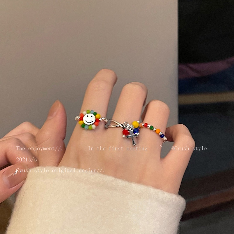 Set Cincin Manik Padi Emas Fashion Simple Untuk Wanita