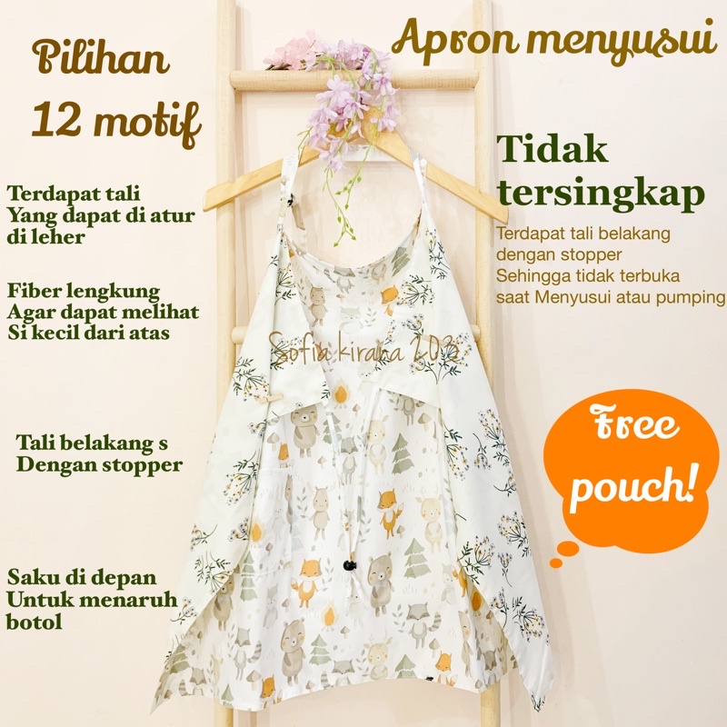 2in1 Apron Menyusui 2lapis motif bolak balik sofia kirana + ukuran 68x90cm + nursing apron + penutup stroller