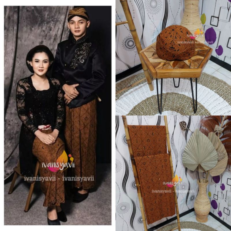 [Setelan Jarik Premium] Sepasang Jarik + Blangkon | Motif Dory - Nella