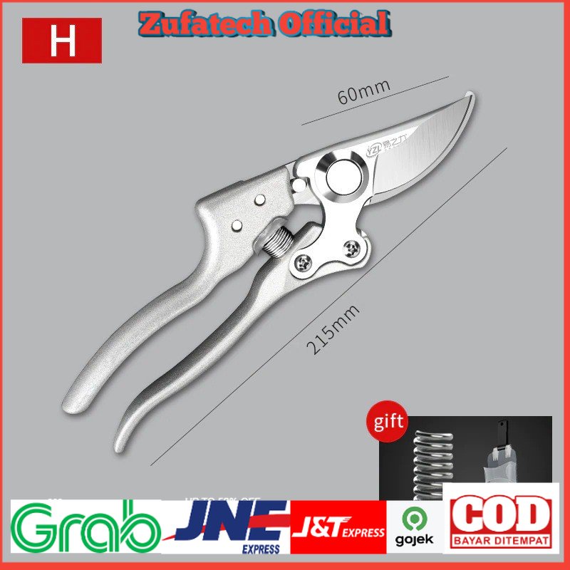 GS Gunting Taman Ranting Tumbuhan Bunga Garden Pruning Shear Scissors - HGS01 - Silver