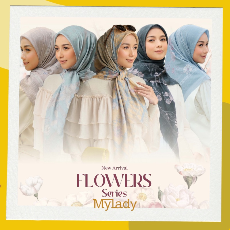 Jilbab Mylady My Lady Hijab Flower Flowers Series Ori Kerudung Voal Motif Segi Empat Segiempat