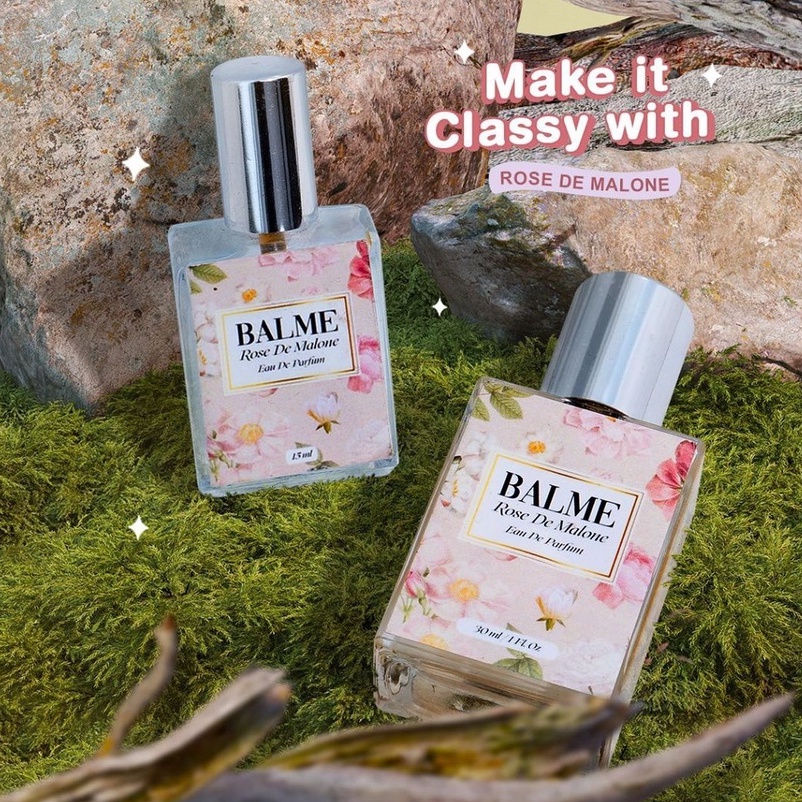 Balme Parfum Parfume Farfum Minyak Wangi Wanita Pria Cewek Cowok Anak Unisex Tahan Lama Dan Wangi Semprot Spray Roll On 24 Jam Non Alkohol Original 100% Rose De Malone