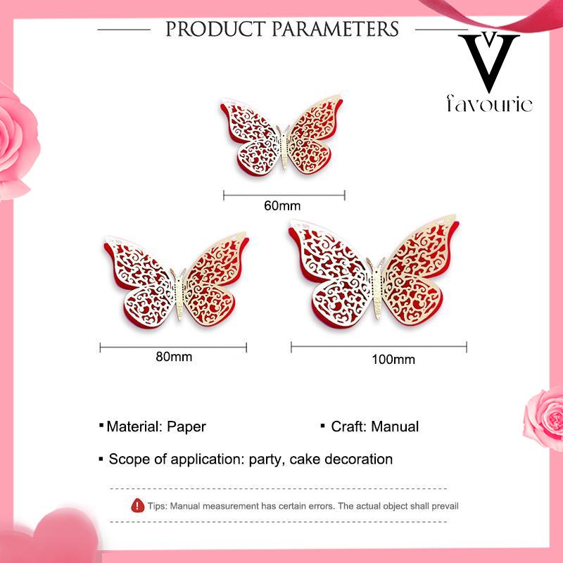 CODCake Topper Kue Kertas Lapisan Ganda Kupu-kupu Set Dekorasi Dekorasi Ornamen Ulang Tahun-FA