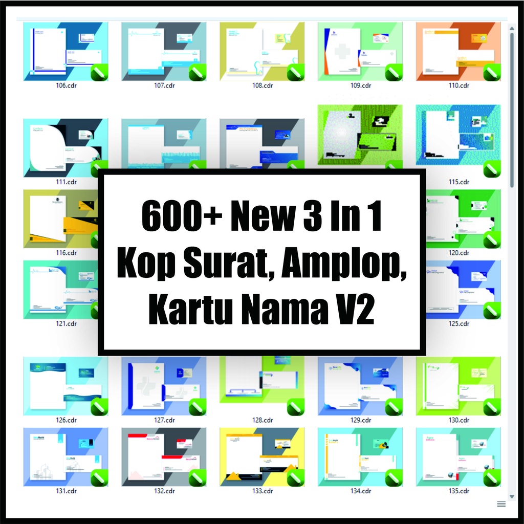 600+ New 3 In 1 Kop Surat, Amplop, Kartu Nama V2 CorelDraw