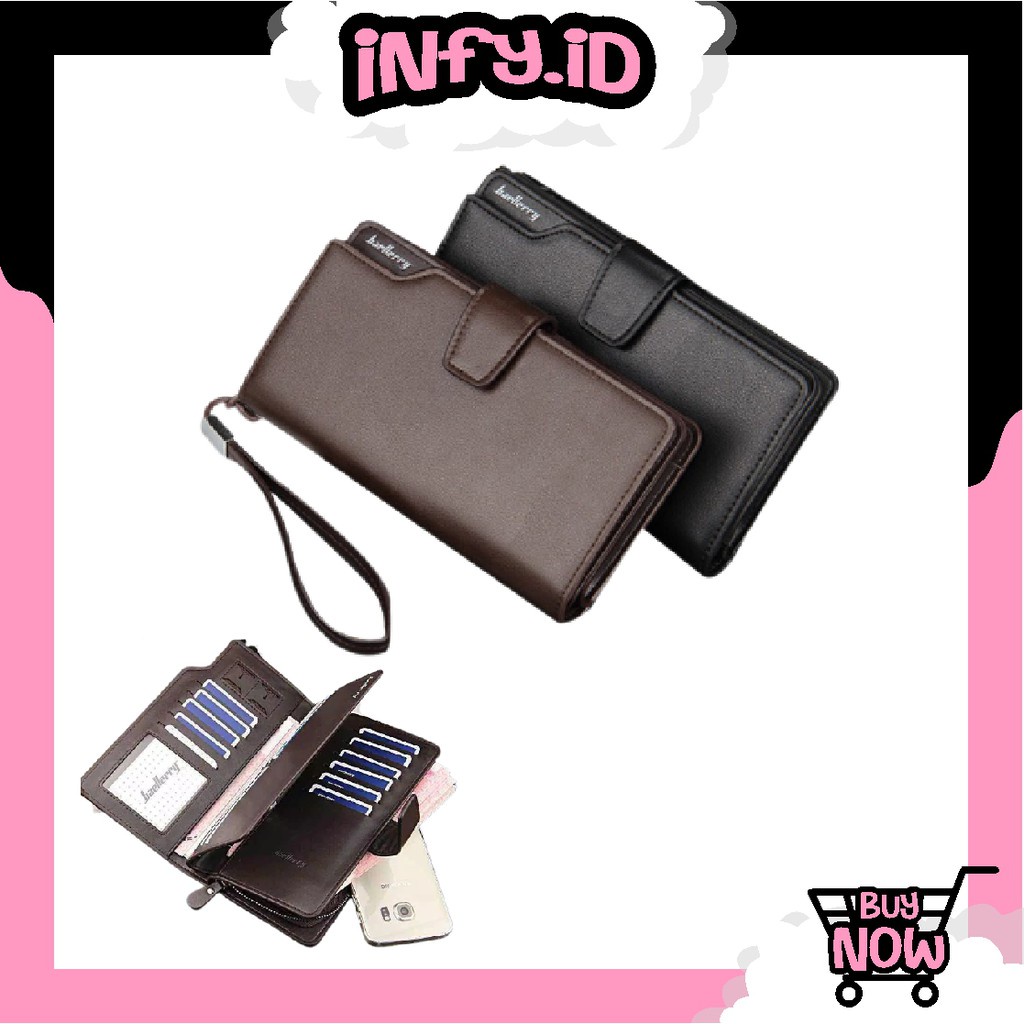 INFY - Baellerry Dompet Kartu Kulit Panjang Pria Asli Keren Card Grosir Fashion D003 Import Murah