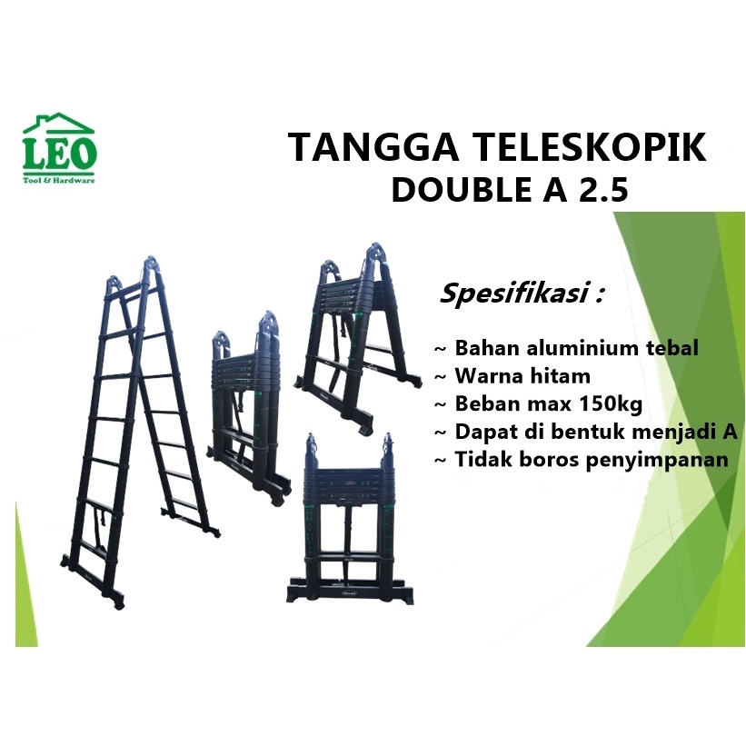 Tangga Double A teleskopik telescopic 2,5 x 2,5 5 M ladder ONAT