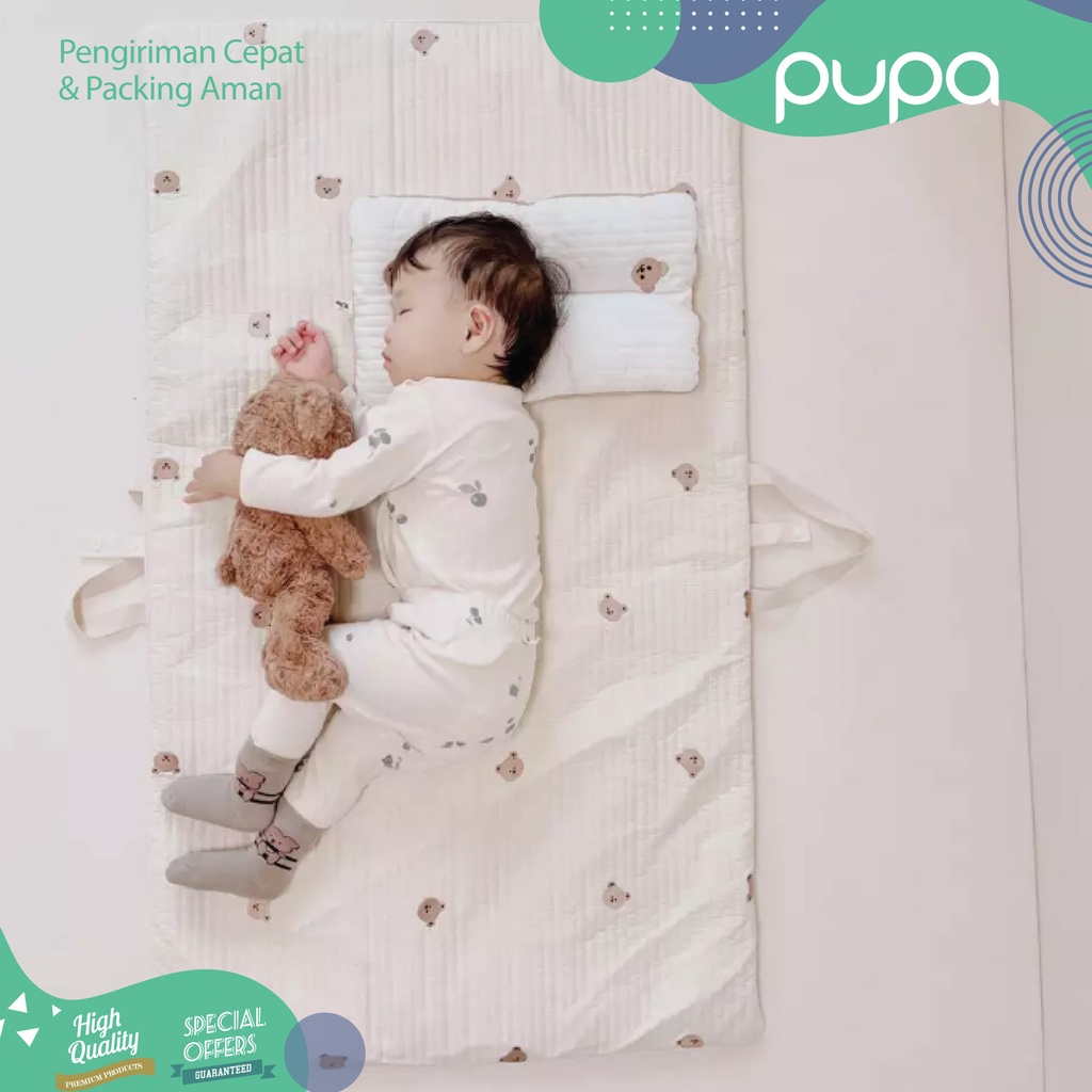 Portable Matras Tidur Bayi Portable Baby Mattress Pad Embroidery Bear Pad Play Floor Mat Travelling