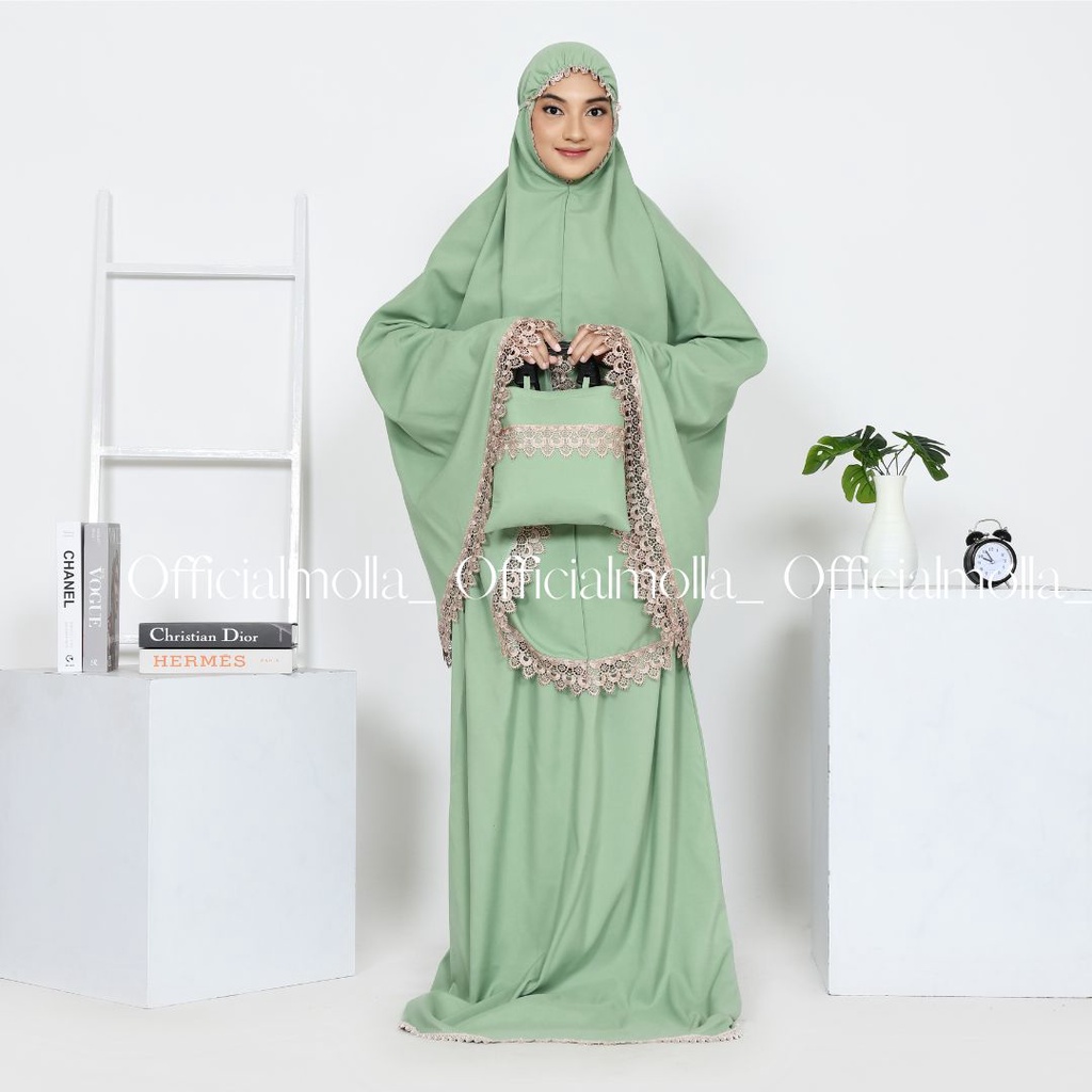 Mukena katun polos renda mewah NAYA series