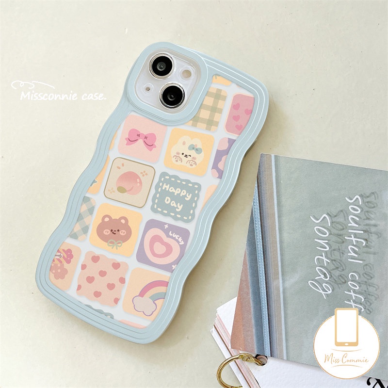 Casing Redmi 12C A1 A1+9 10C 9T 9A 10 9C NFC 10A Redmi Note11 10 11s 10s 9Pro Note10 11 Pro Max Plus Note8 Note9 Kartun Kisi Ilustrasi Bear Rainbow Lucu Wave Edge Case