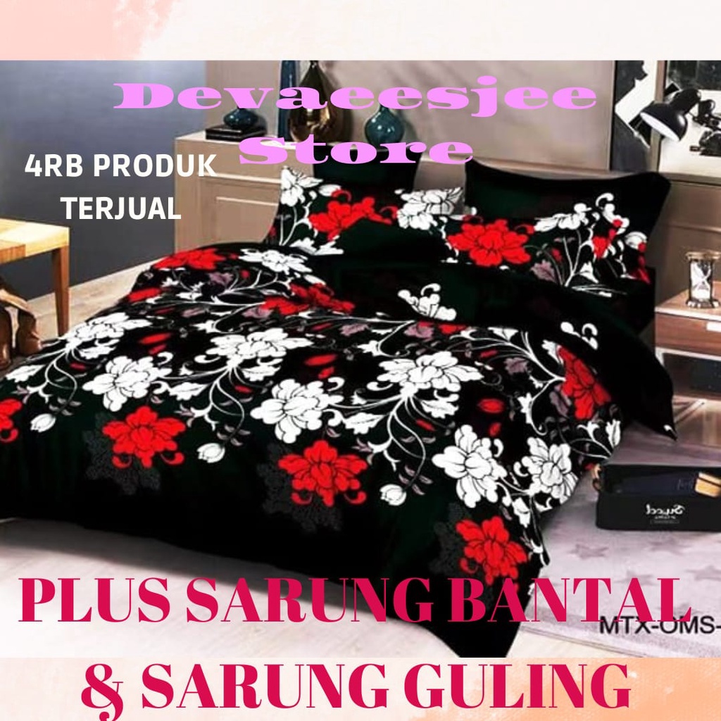 SPREI MURAH PROMO 180x200 SATU SET REDBLACK BAHAN KATUN HALUS PREMIUM TERLARIS UKURAN NO.1