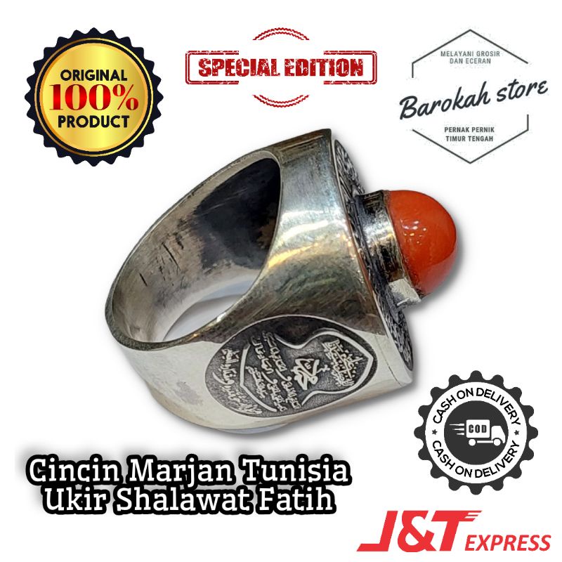 Cincin Akik Perak Pria Marjan Tunisia Asli