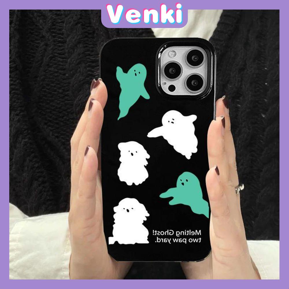 Case For iPhone 14 Pro Max Soft TPU Candy Case Cartoon Cute Ghosts Glossy Black Back Cover Camera Protection Shockproof For iPhone 13 12 11 Pro Max 7 8 Plus X XR