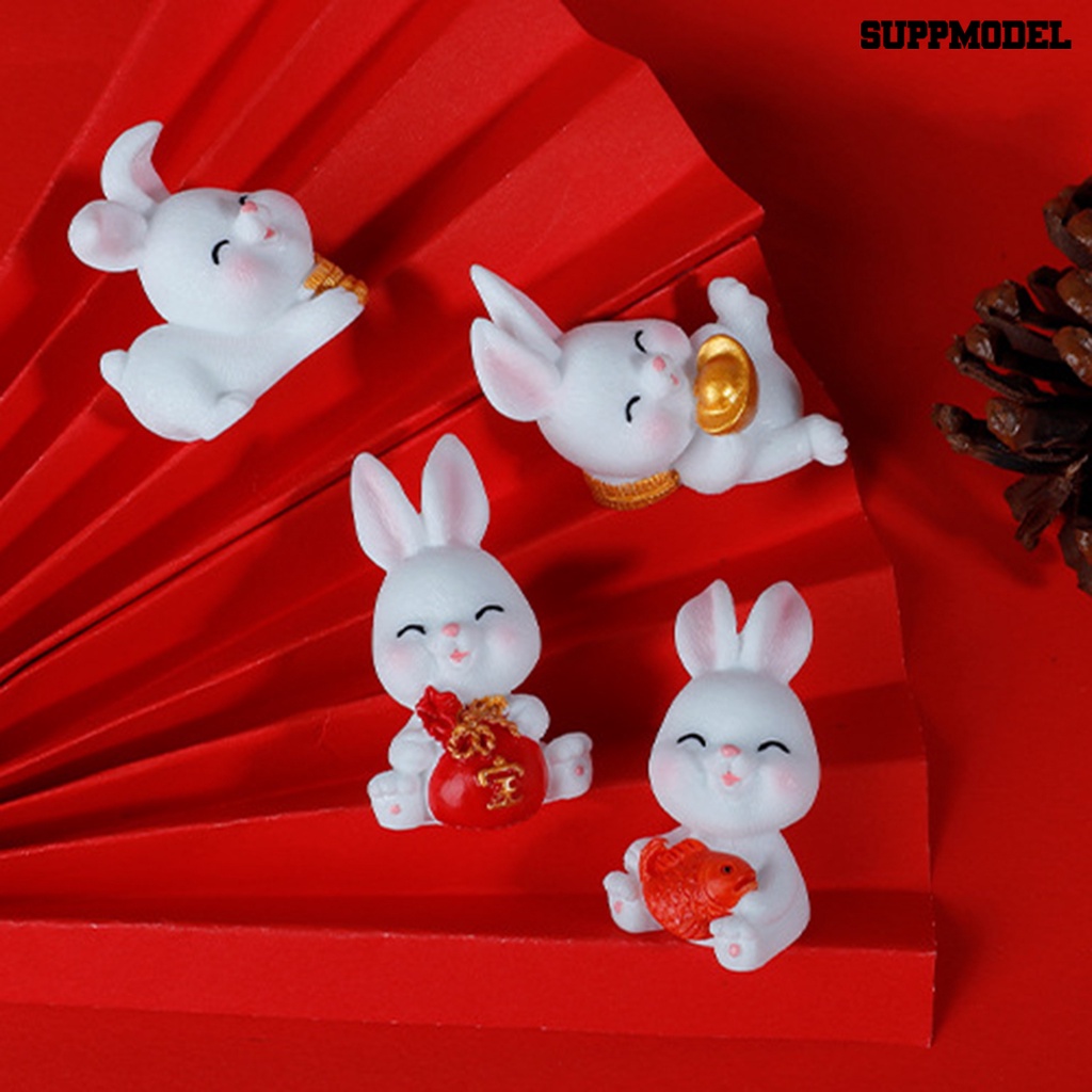 [Dekorasi] Bunny Statue Adorable Vivid Hias Handmade Properti Foto Tahun Kelinci Patung Maskot Dekorasi Rumah