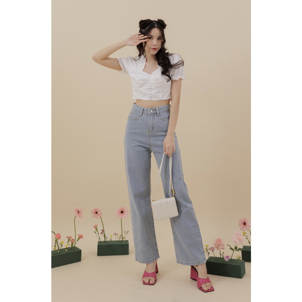 [ Marveile ] Collins Highwaist Cullote Jeans / Korean Jeans Wanita