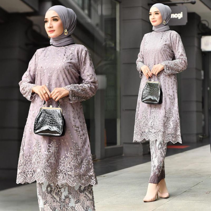 Kebaya tunik tradisional | Kebaya modern | Kebaya brukat modern | Tunik tille | Batik couple |Tunik kebaya blouse rinjani tulle | Kebaya modern | Kebaya cantik dan modis | Baju outfit brukat pesta kekinian