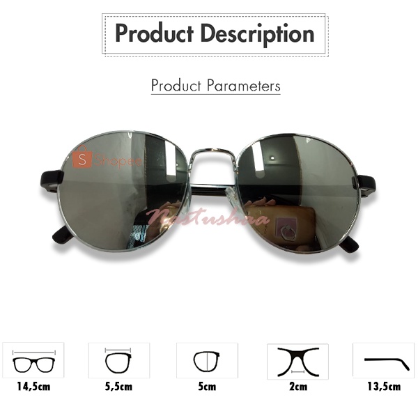 Kacamata Hitam Frame Metal Bentuk Oval Lensa Cermin Untuk Pria Wanita Kacamata Fashion Gaya Unisex NOCASE