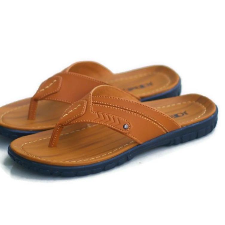 ニ Sandal Pria Kulit Asli Original Sendal Fladeo Fashion Pria Cowok Casual Jepit Dewasa Kekinian Kere