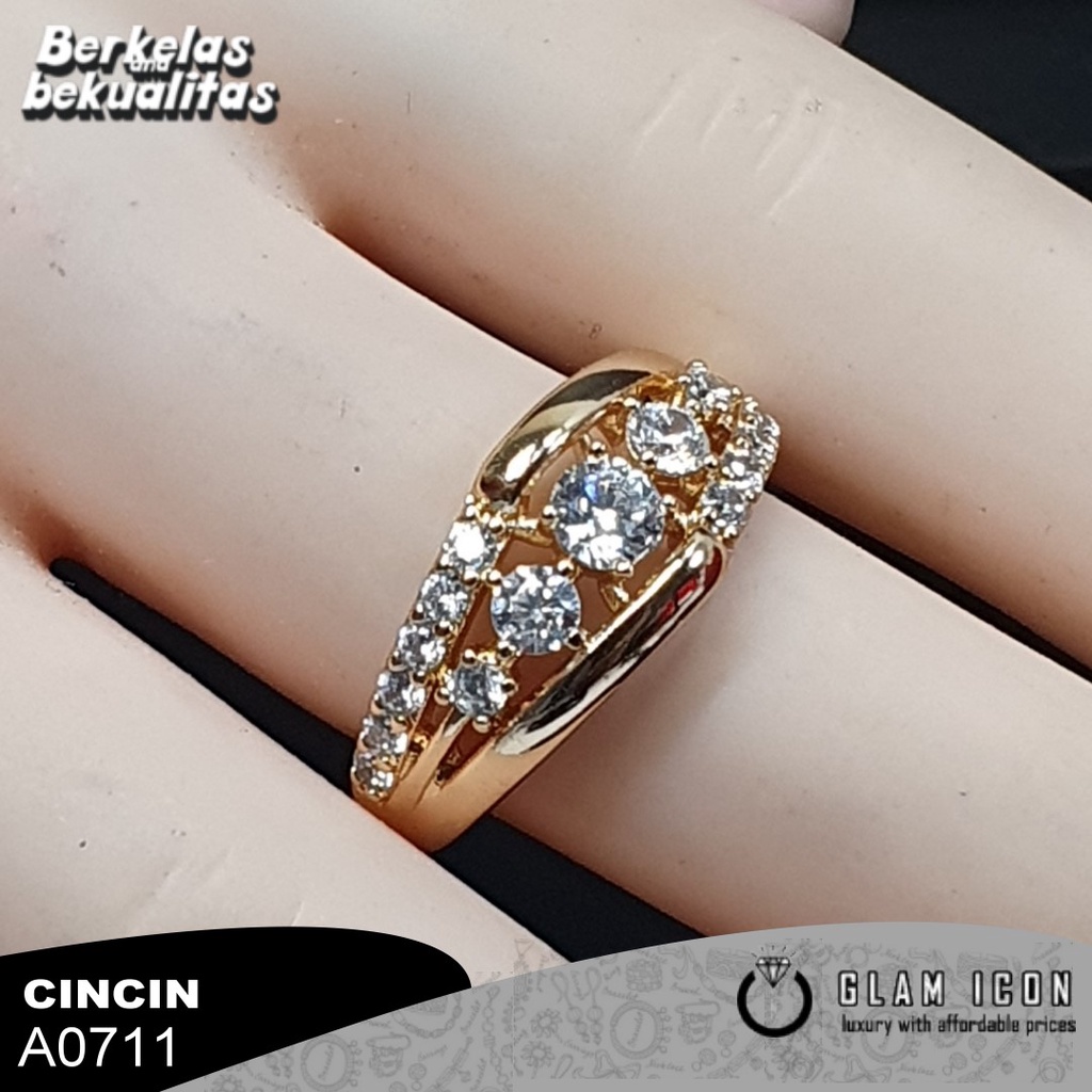 GLAMICON JEWELRY - Aksesoris wanita Cincin Wanita Mata zircon Motif deret Saping C0711 CCG