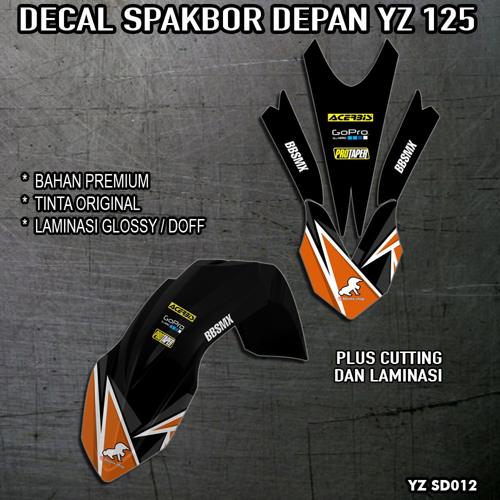 DECAL SPAKBOR DEPAN YZ 125