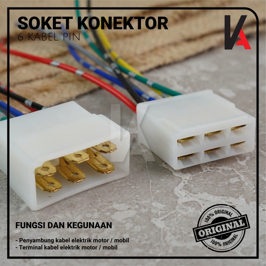 Soket Konektor Kabel 6 Pin Besar / Socket Sambung Mobil Motor