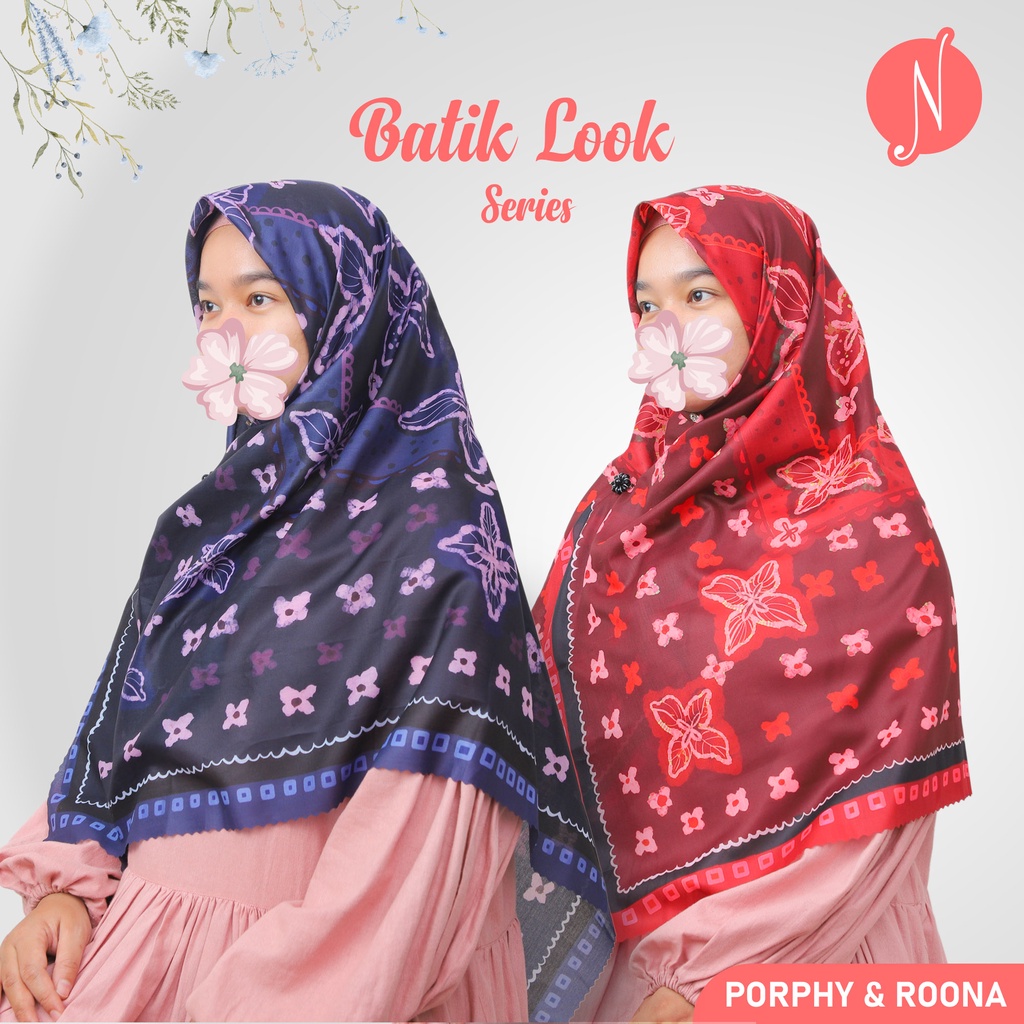 Hijab Voal Premium Print Motif Syari Segiempat (Batik Look)