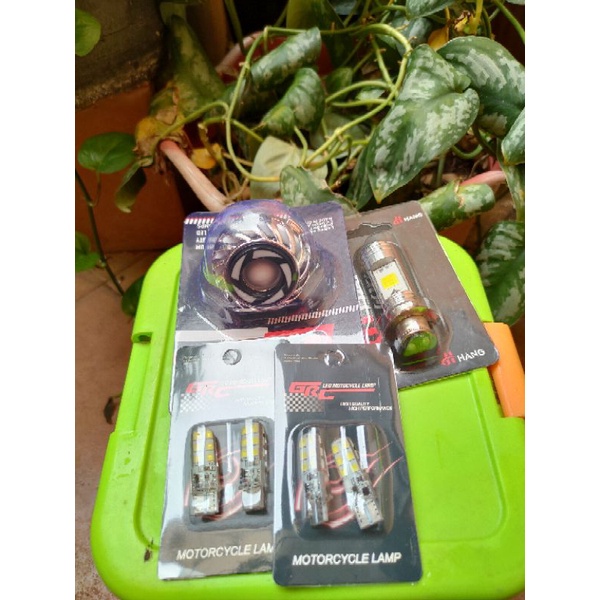 paket lengkap lampu motor lampu depan h6 2sisi projie dan 4biji sen jelly universal