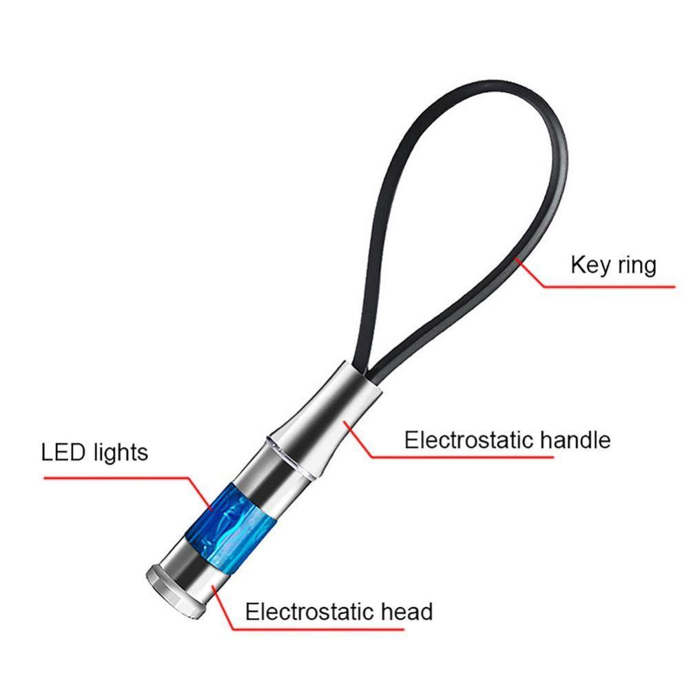 [Elegan] Gantungan Kunci Anti-Statis Mobil Kendaraan Biru Merah Kunci Ring Statis Batang Aksesoris Interior Menghapus Statis Antistatic Bar Electrostatic Discharger