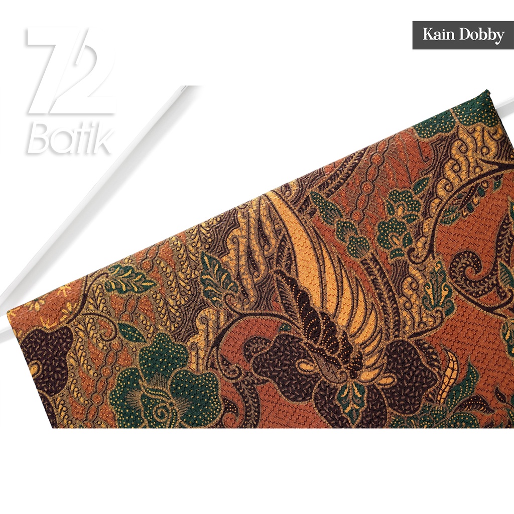 KAIN BATIK PREMIUM Dobby Motif Sayap Kawung Warna Orange 722956 Cap 72 Jarik Jarit Samping Kebat Panjang Batik Dobby Modern Premium Bahan Seragam Batik Pernikahan Kantor Keluarga Murah Kamen Jadi Batik Bali Lembaran