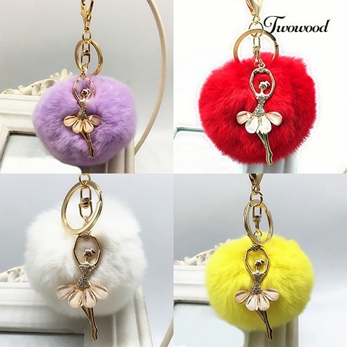 Twowood Fashion Charm Bola Bulu Mobil Liontin Handbag Keyring Pompom Ball Decor Keychain