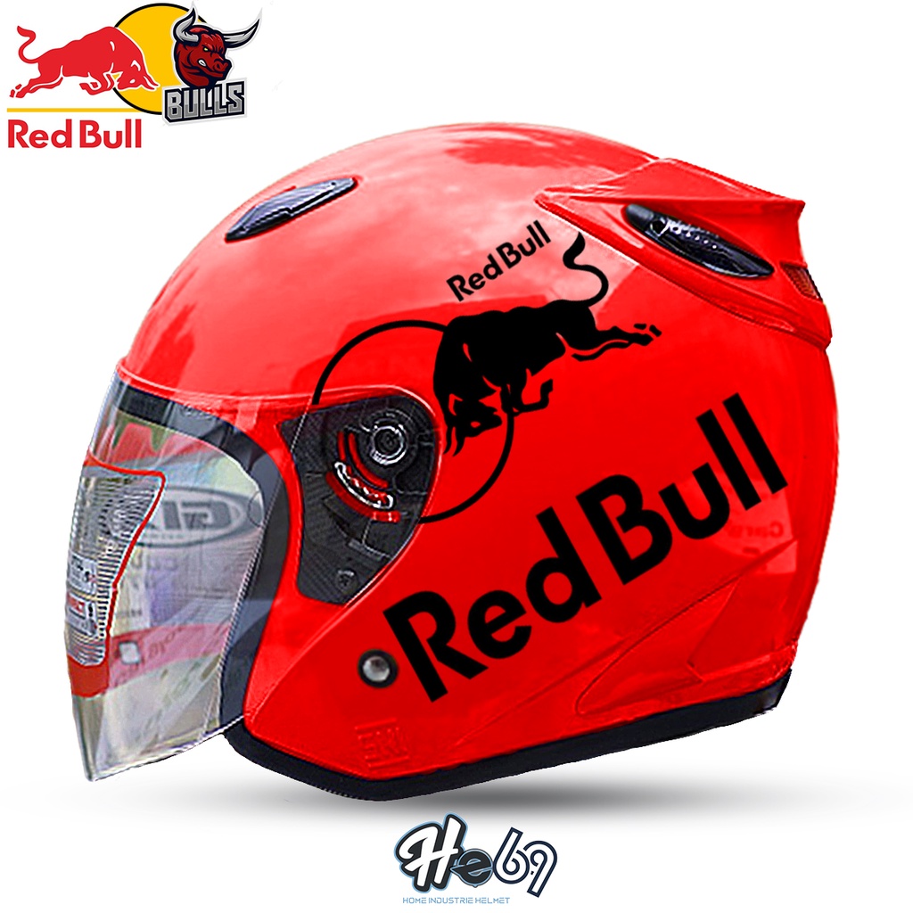 Helm Half Face INK CENTRO KW SNI / RED BULL PUTIH Untuk Pria Dan Wanita Dewasa COD