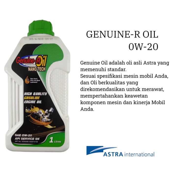 Oli Mesin Daihatsu Astra Genuine R Oil NANO TECH SAE 0W-20 API SN