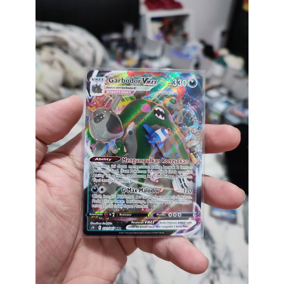 Kartu Pokemon TCG Garbodor VMax RRR Original Indonesia Pedang & Perisai Dark V