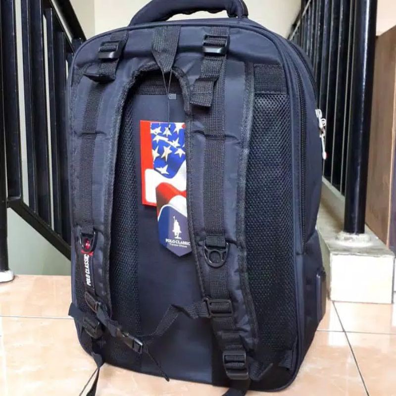 RANSEL IMPOR JUMBO UKURAN 20 INCH LAPTOP MERK POLO SUPER WARNA HITAM COKLAT DAN BIRU NAVY-2