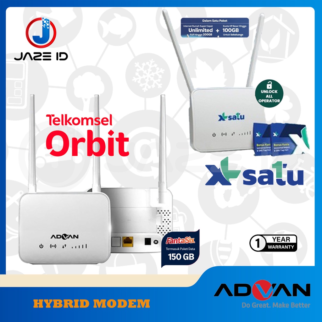 ADVAN CPE START 1 4G Modem Wifi Router FREE TELKOMSEL ORBIT 150GB XL