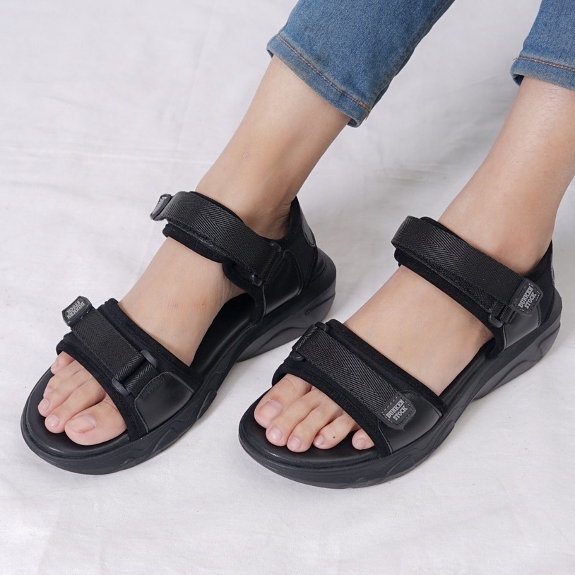 SARASARA YUK - Dunkenstock SKY Sepatu Sandal Wanita Size 36 - 40 Sendal Beleza Wedges Model dua Tali Strap Belakang Hak Tinggi Sole 4cm Sandal Gunung Velcro 37 38 39 Warna Peach  Belleza Kekinian Premium Terbaru Shoes Ori Original Mall Official Store