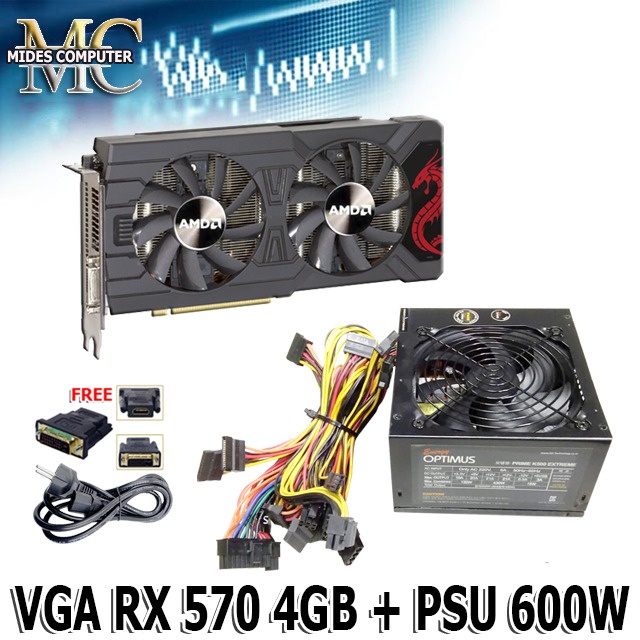 VGA CARD PLUS PSU PURE GAMING 1 SET PAKET VGA+PSU